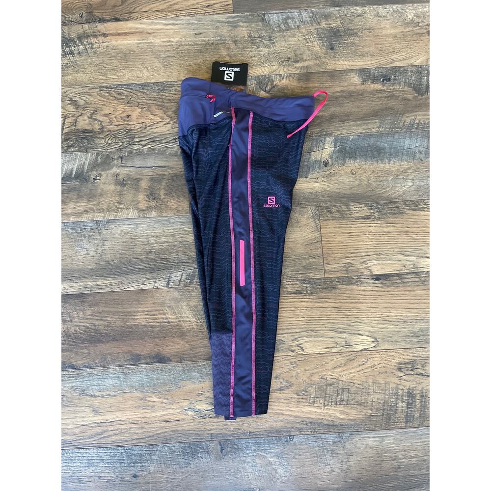 NEW Women's Salomon Elevate 3/4 Tights (XS) in Black Jacquard